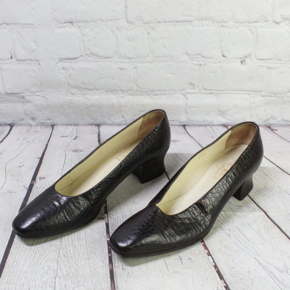 Joan & David Black Patent Leather Slip On Pumps Heel Shoes Size 6.5 B - Picture 2 of 9
